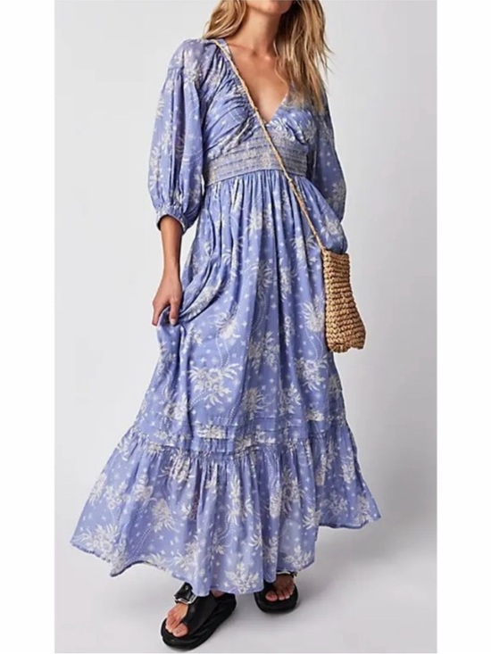 Free People Dresses & Skirts - Free People Lavender Floral Wrap Maxi Dress